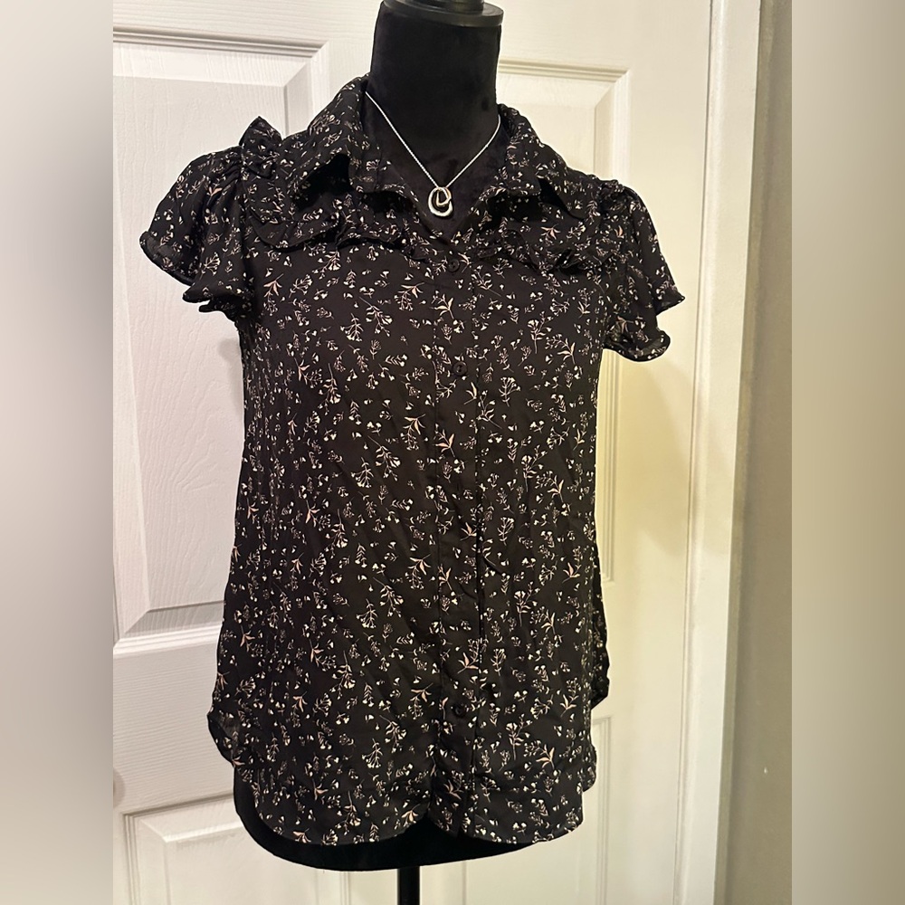 Everleigh Black Floral Ruffle Blouse